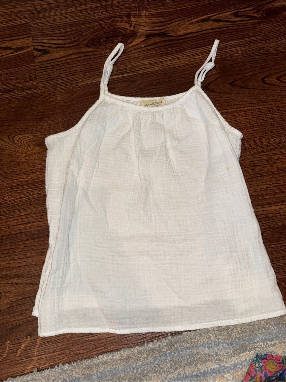 Universal Thread White Cotton Gauze Spaghetti Strap Tank